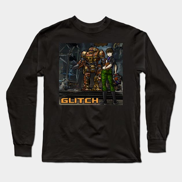 Glitch and her VND-1R Vindicator Battlemech Long Sleeve T-Shirt by Oswald's Oddities